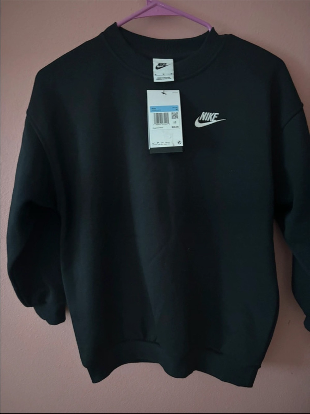 Nike Black Crewneck Sweatshirt with White Swoosh